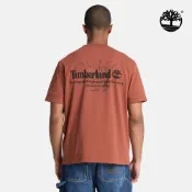 Timberland官方旗艦 男款灰褐色製靴工藝背面圖案短袖T恤|A5TRQAIM