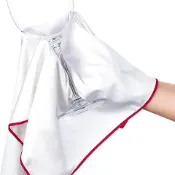 【比比昂】NHHAPP 玻璃和葡萄酒杯拋光布，葡萄酒杯布，玻璃擦拭布，無絨超細纖維廚房布，洗碗巾，可重複使用布，大號，吸水性強，快乾，超細纖維布（紅邊（60cm*45cm））