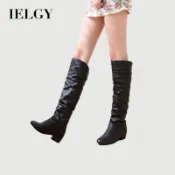 IELGY長靴女高筒黑色長筒靴