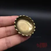 🔥道源黃銅小托盤 實心銅光面花邊迷你小銅盤擺件可愛袖珍小盤子供碗
