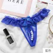 EFP大美人❤性感女王蕾絲公主可愛荷葉邊蝴蝶結透明舒適情趣珍珠開襠丁字褲~黑藍玫紅粉白(售完不補