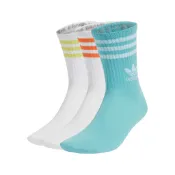 adidas 襪子 Crew 3STR 條紋 白 綠 中筒襪 長襪 三葉草 愛迪達 3雙入 [ACS] JI9473