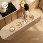 升級白底+可客製尺寸 熊熊可愛廚房地墊 矽藻土軟地墊 加厚舒適腳踏墊 吸水地墊 防滑地墊 珪藻土地墊 廚房地墊防水防油