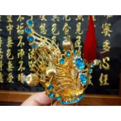 【靜福緣】精品『手工水鑽太子束冠 (水藍鑽)』8寸8、1尺3、1尺6神尊戴中壇元帥三太子神明帽神明冠太子束冠