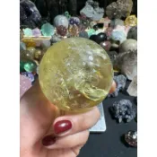 🔆Su3🔆 天然水晶 巴西黃水晶球 帶藍針 帶爆彩 直徑7.18公分 重量：512.7克