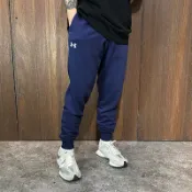 美國百分百【全新真品】Under Armour 長褲 棉質 素色 運動褲 UA 長棉褲 綁繩 logo 深藍 CJ43