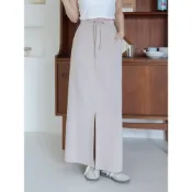 (店+)【Desire shop】舒服派首選~單釦抽繩後鬆緊前開衩棉質長裙 RC8700542