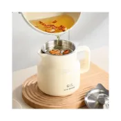 (店+)家用陶瓷豬油罐帶蓋過濾網食品級儲油罐辣椒油專用濾油壺罐