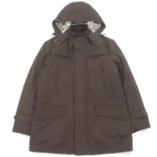 【DOKODEMO】正品BURBERRY LONDON London 男士尼龍連帽ブラウン，棕色，飾有 Nova 格紋襯裡和絎縫襯裡