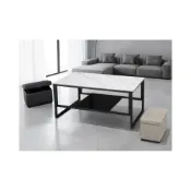 (店+)【新荷傢俱工場】26W 241 ☆簡約工業風4尺岩板茶几 鐵網茶几 雙層茶几  LOFT茶几 造型鐵腳茶几