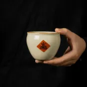 全球選品1館 生活百貨 汝窯陶瓷茶杯主人杯個人專用風水缸杯手寫高級品茗杯功夫茶具茶盞