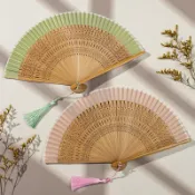 鴻運通商行 中國風漢服便攜迷你折扇純色鏤空雕刻素雅夏季日用小扇子