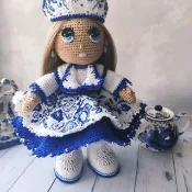 俄羅斯娃娃 Gzhel 鉤針編織 Amigurumi 俄羅斯娃娃