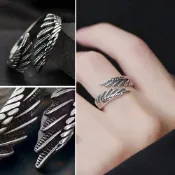 (店+)【LEESA】潮流戒指\男士戒指\做舊復古\街頭潮流\抗敏材質\開口設計\翅膀造型\嘻哈風格\立體雕刻\ S925銀