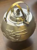 【降】早期錫製浮雕龍鳳溫酒壺