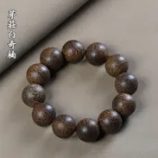 【台灣發貨】越南芽莊白奇楠木手珠 新中式沉香木質20mm手串  天然木質單圈佛珠 老料文玩 男女款單圈手工手鏈-靜馨系列
