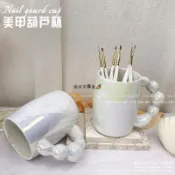 指尖百寶屋💅韓國ins美甲拍照道具筆筒收納極光葫蘆柄仙女泡泡杯桌面整理工具(台灣出貨)