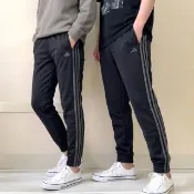 【adidas 愛迪達】青年版 經典三線褲 內裡磨毛 修身縮口 休閒長褲(男女同款 AK11647)