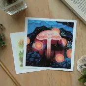 可愛原創插畫 馬鈴薯狗狗 方形明信片  照亮你的黑夜