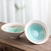貓與鼠百貨店 劍山花器陶瓷日式禪意花盤小原流花道插花圓盤幽墨綠墨復古花盆