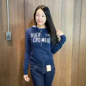 美國百分百【Abercrombie & Fitch】連帽棉外套 AF 長袖 夾克 麋鹿 女 深藍 XS、S號 H136 治裝激推