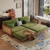 HappyLife 創意生活 免運/公司貨 藤編沙發 法式 復古 實木 藤編沙發 直排雙三人客廳 家用簡約 現代 布藝沙發 小戶型 CYSH03185