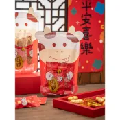 喜氣小牛拉鏈自立包裝袋1入5元牛軋糖 雪花酥 紐扣餅乾 密封袋 點心袋西點袋站立袋 ,夾鏈袋.糖果袋手工皂袋,餅乾袋