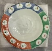 古瓷堂日本回流瓷器 日本中古藍水工坊彩繪盤子 16cm復古陶瓷盤 日式vintage作家器 手繪餐盤 雙入禮品組 居家擺飾 餐桌裝飾