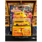 美捷輪 Majorette 日本豪華車款+貨櫃 Toyota Hiace 黃色 豐田 箱型車 內附改裝零件 全新吊卡未拆