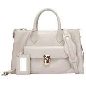 BALENCIAGA 巴黎世家  PADLOCK WORK XS小羊皮手提/斜背包(小-藕灰-展示品)