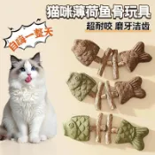 [台灣現貨]貓咪玩具仿真魚骨頭磨牙棒 木天蓼貓薄荷耐咬 自嗨解悶逗貓棒-1642
