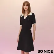 SO NICE【特惠】 POLO領顯瘦針織洋裝｜都會時尚女裝 【65530002】