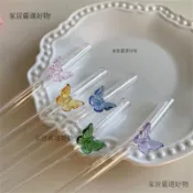 【桃園出貨】精緻彩色蝴蝶玻璃吸管 食品級飲料吸管 水壺吸管 水瓶吸管 保溫杯配件 透明可重複使用 耐高溫彎頭替換吸管