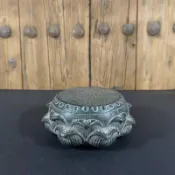 🔥台灣發貨💎大號青石蓮花底座 石雕青石雙層蓮花石鼓底座 壺託 杯墊茶壺花盆收藏品擺件底座L05H