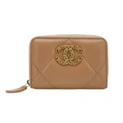 【BreezeOnline 微風精品線上】Chanel 19 雙C金Logo羊皮拉鍊零錢包(AP0949-米色)
