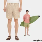 【Hang Ten】男裝-RELAXED FIT滿版HGTN印花鬆緊抽繩短褲(多色選)
