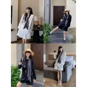 ✈️【𝐒𝐓𝐔𝐃𝐈𝐎.𝐃正品代購】春夏𝐍𝐄𝐖🤍經典黑白配🖤韓系簡約休閒慵懶風chill渡假風寬鬆棉麻長袖上衣+抽繩短褲套裝