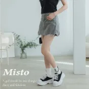 【MISTO SHOP】正韓 A字不修邊單寧褲裙 / 2色 / M-XL / 現貨