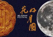 C節慶酷卡明信片 2015中秋節賀卡MOON Festival 月餅vs月娘 花好月圓（背面空白可書寫） 