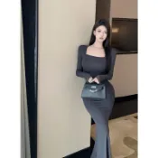 復古性感人魚公主包臀魚尾裙秋季氣質修身收腰顯瘦連衣裙女