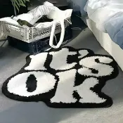 全球選品1館 生活百貨 美式黑白字母異形植絨簇絨客廳地毯臥室床邊毯衣帽間地墊吸水腳墊