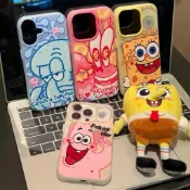 海綿寶寶派大星適用蘋果16磨砂膚感手機殼iphone15全包14防摔1312