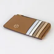 【TORY BURCH】專櫃經典款 Robinson系列 拼色防刮皮革L型拉鍊卡夾(零錢包 手拿包)