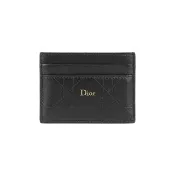 【Dior 迪奧】Trianon Freesia 縫線格紋小羊皮卡片夾/名片夾(黑色)