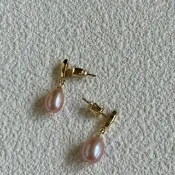 YuanPearl天然紫粉極光珍珠耳釘日常通勤簡約耳飾