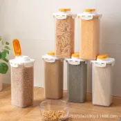 五穀雜糧收納罐 透明方形密封罐 塑膠食品儲物罐 廚房收納盒 咖啡豆麵條乾貨保存罐 居家食材分類收納