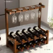 全球選品1館 生活百貨 酒架置物架家用吧檯紅酒展示架檯面葡萄酒收納架子楠竹高腳杯掛架
