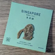 新加坡琺瑯別針 - 魚尾獅 古金色