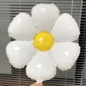 現貨【氣球】新品 小雛菊 鋁箔氣球 生日派對 裝飾佈置 白色花朵 雞蛋花鄒菊 鋁膜氣球