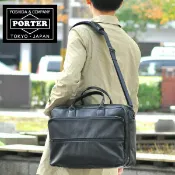 吉田包 PORTER 波特包 兩用 公事包 肩包 商用包 【TIME BLACK】 [2WAY BRIEF CASE] 146-16101 男性 女性｜KURA CHIKA by Porter 日本必買 | 日本樂天熱銷